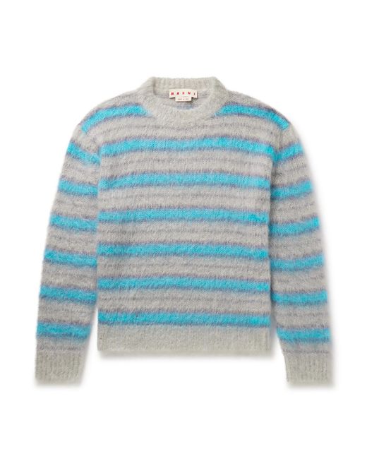 Marni Blue Striped Mohair-blend Sweater for men