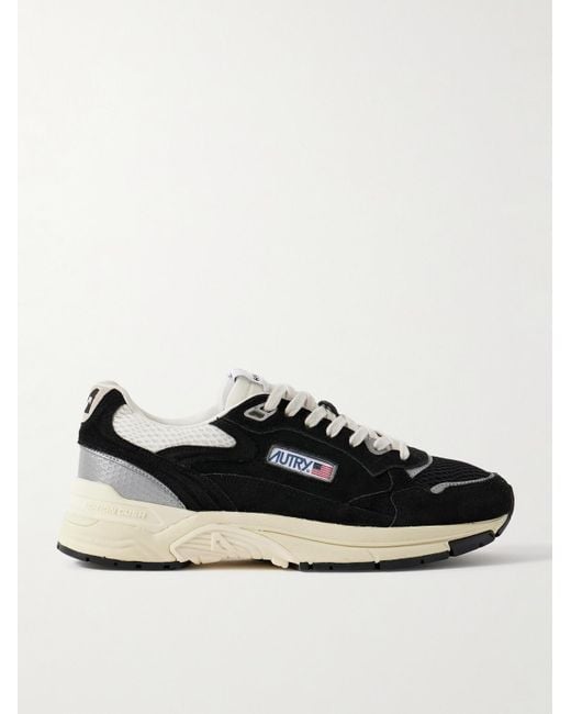 Autry Black Hyperway Leather-Trimmed Suede And Mesh Sneakers for men