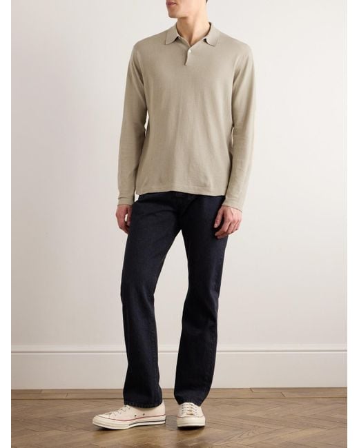 Hartford White Linen And Cotton-blend Polo Shirt for men