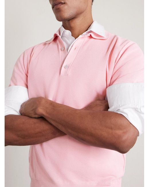 Tom Ford Pink Silk And Cotton-Blend Piqué Polo Shirt for men