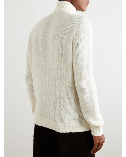 Thom Sweeney Natural Merino Wool-Blend Zip-Up Cardigan for men
