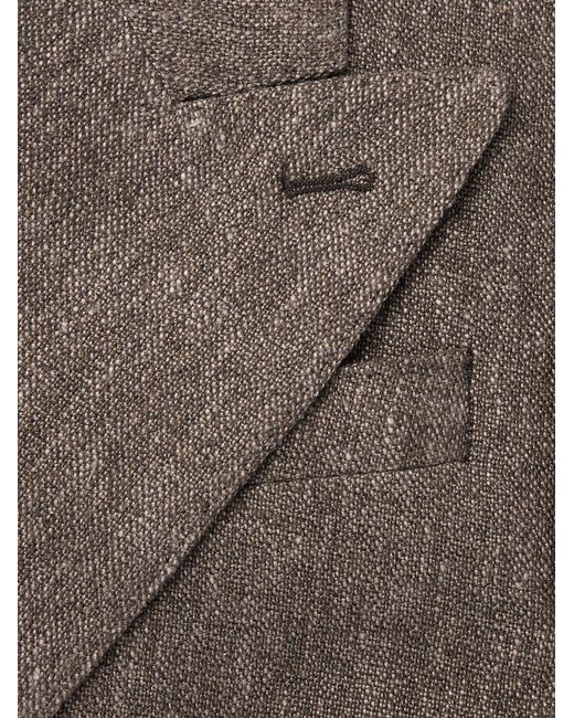 Our Legacy Brown Double-Breasted Linen And Cotton-Blend Blazer for men