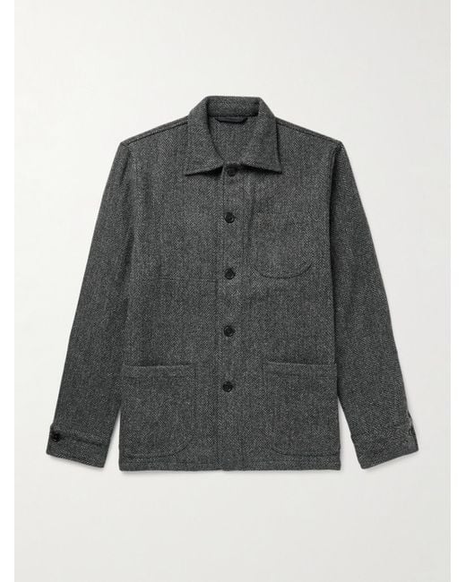 Sid Mashburn Gray Herringbone Harris Tweed Chore Jacket for men