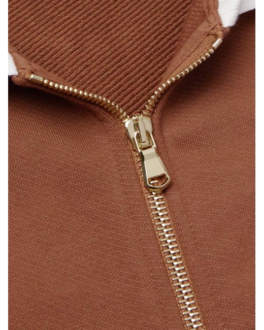 Casablancabrand Brown Laurel Logo-appliquéd Embroidered Organic Cotton-jersey Zip-up Cardigan for men