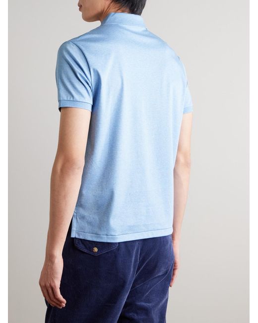 Polo Ralph Lauren Blue Logo-Embroidered Cotton-Jersey Polo Shirt for men