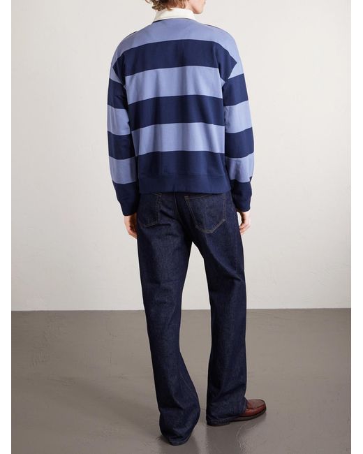NN07 Blue David 30043 Striped Organic Cotton Polo Shirt for men