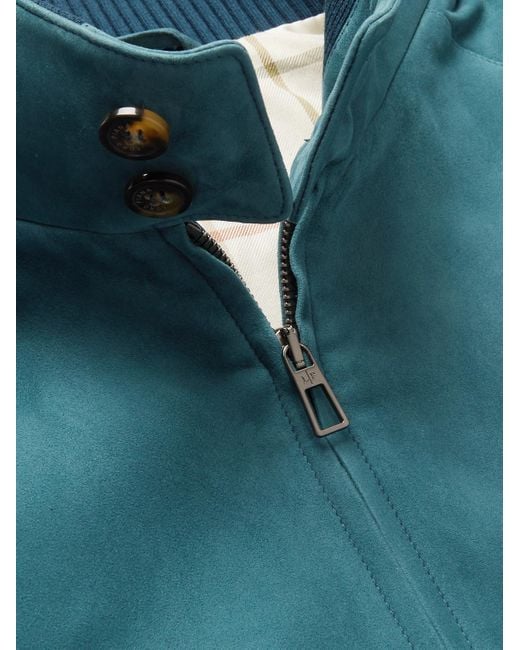 Loro Piana Blue Rain System Suede Bomber Jacket for men