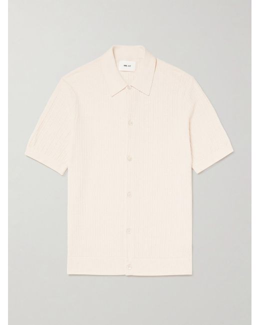 NN07 Natural Nolan 6695 Textured-Knit Organic Cotton Shirt for men