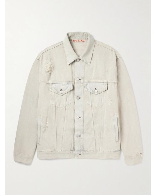 Acne Natural Distressed Denim Jacket for men
