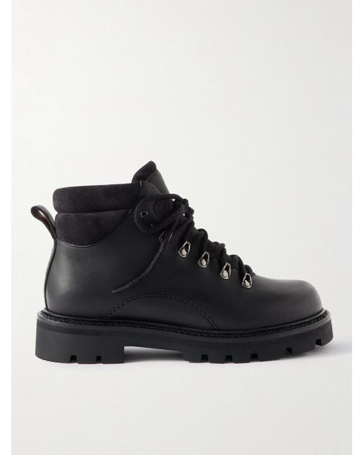 Loro Piana Black Beinn Walk Shearling-Lined Leather And Padded Suede Boots for men