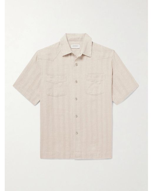 Oliver Spencer Natural Santiago Striped Linen Shirt for men