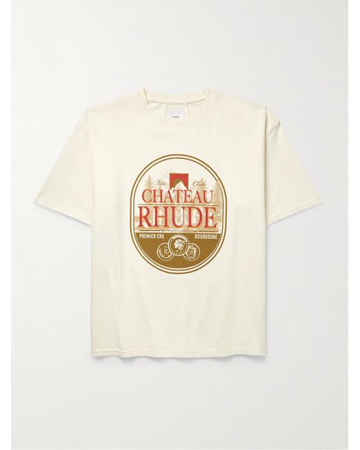 Rhude Natural Logo-print Cotton-jersey T-shirt for men