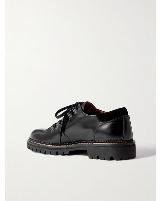 Mr P. Black Suede-trimmed Leather Hiking Derby Shoes for men