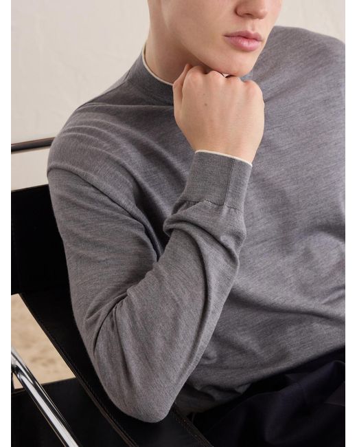 Kiton Gray Merino Wool Sweater for men