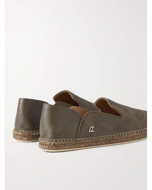 Christian Louboutin Green Leather-Trimmed Logo-Jacquard Canvas Espadrilles for men
