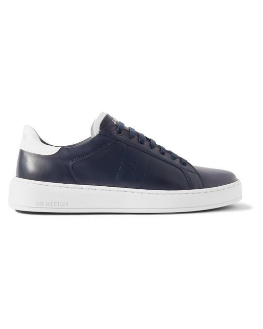 J.M. Weston Blue On Time Leather Sneakers for men