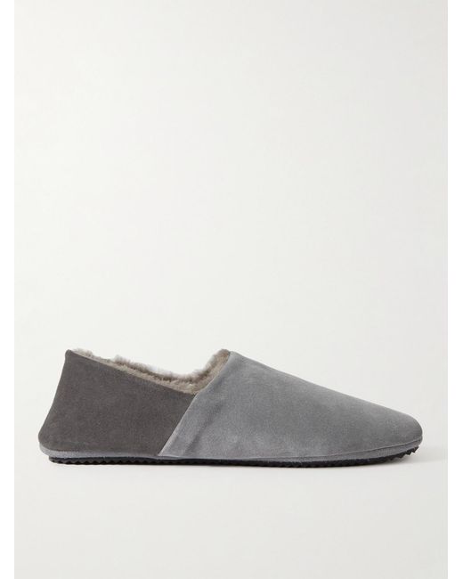 Mr P. Gray Babouche Shearling-Lined Suede Slippers for men