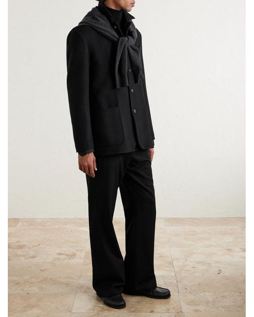 Saman Amel Black Nehru Wool Jacket for men