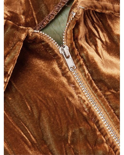 Collina Strada Brown Mechanic Crushed-Velvet Jacket for men