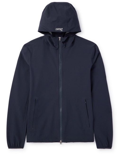 Herno Blue Stretch-shell Hooded Jacket for men