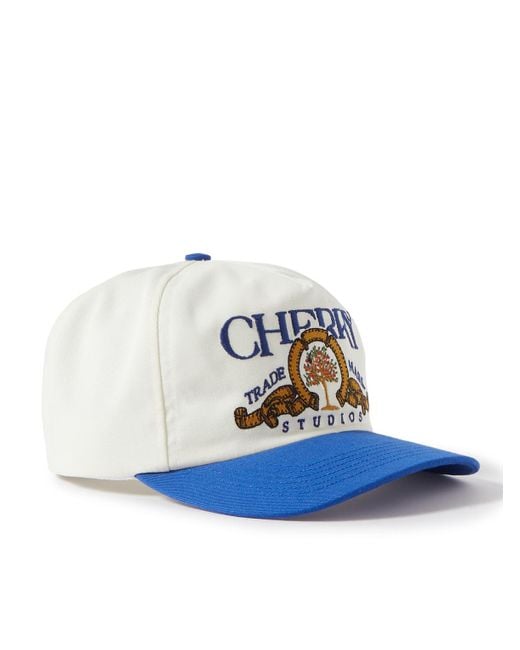 CHERRY LA Blue Logo-embroidered Two-tone Cotton-twill Baseball Cap for men