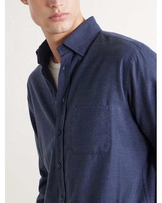 Sease Blue Cotton-Flannel Shirt for men