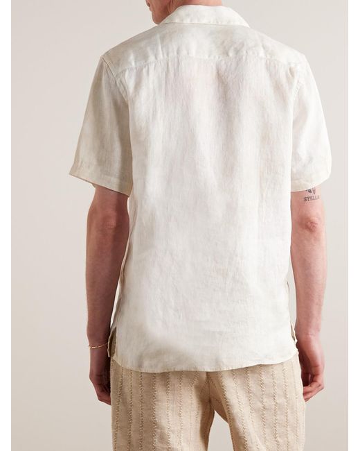 Altea White Baker Camp-Collar Linen Shirt for men