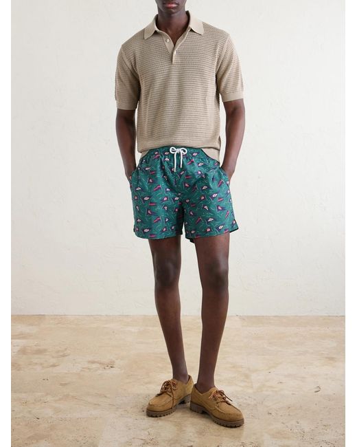 Drake's White Mesh-Knit Cotton Polo Shirt for men