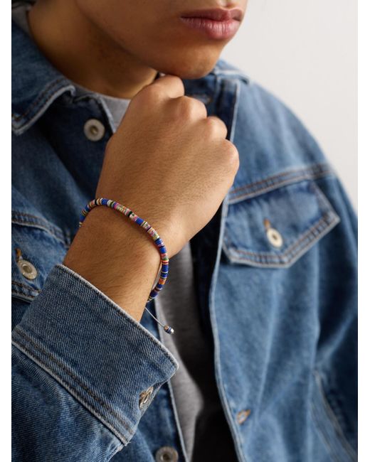 Malli Sterling And Cord Beaded Bracelet di MAOR in Black da Uomo