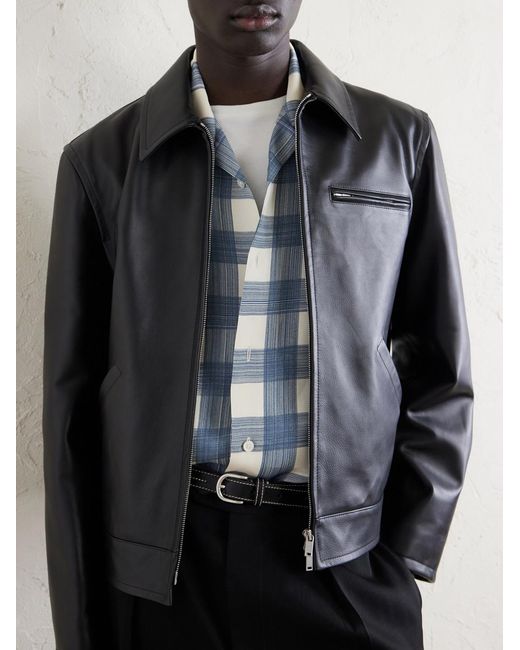 Jil Sander Black Leather Blouson Jacket for men