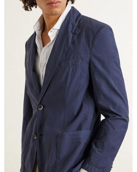 Barena Blue Borgo Tendon Crinkled Cotton-Poplin Blazer for men