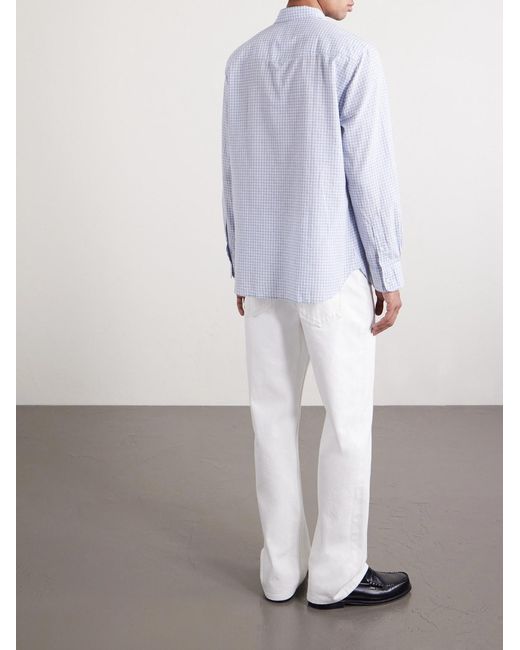 Officine Generale White Giacomo Checked Cotton for men