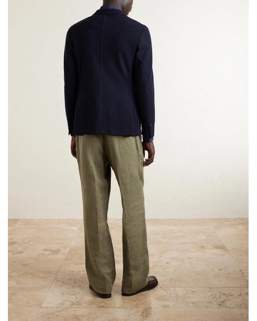 Zegna Blue Wool And Cotton-blend Piqué Blazer for men