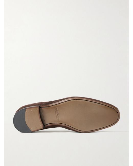 Manolo Blahnik Modena Loafers aus Veloursleder mit Lederbesatz in Brown für Herren