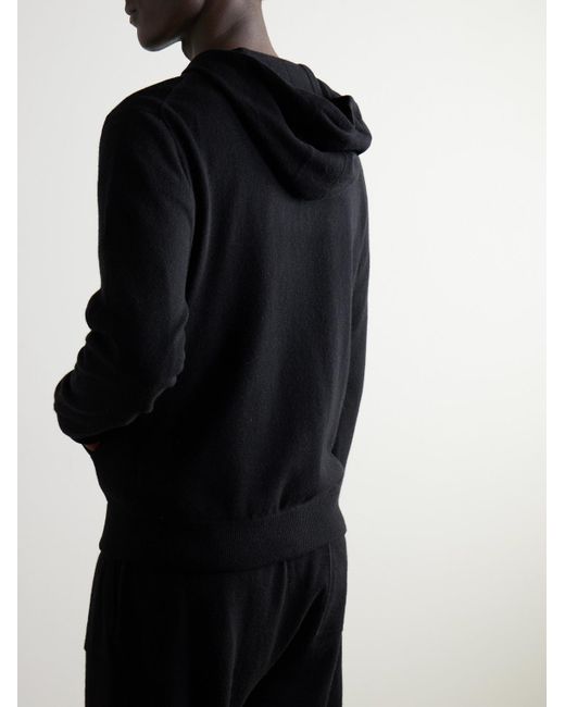 Mr P. Black Wool And Cashmere-Blend Zip-Up Hoodie for men