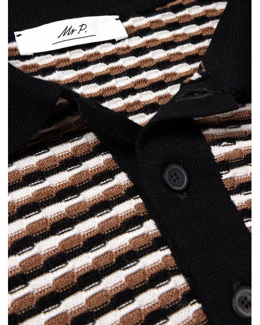 Mr P. Brown Striped Wool Polo Shirt for men