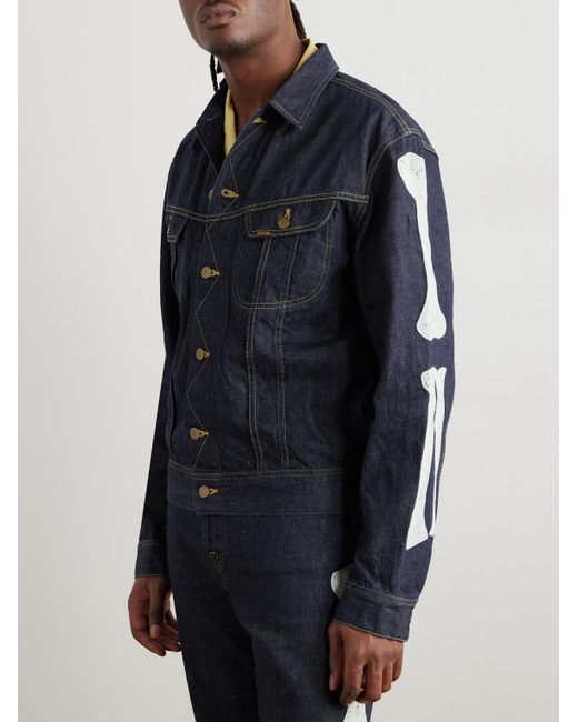 Kapital Blue Crochet-Trimmed Denim Jacket for men