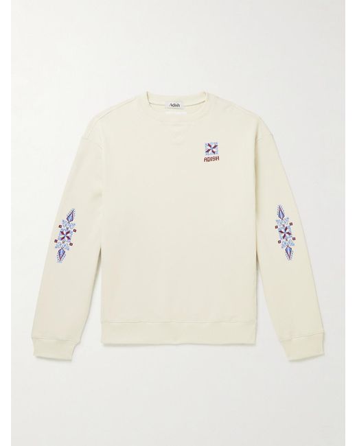 Adish Natural Logo-Embroidered Cotton-Jersey Sweatshirt for men
