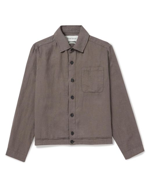 Oliver Spencer Brown Milford Houndstooth Cotton And Linen-blend Jacket for men