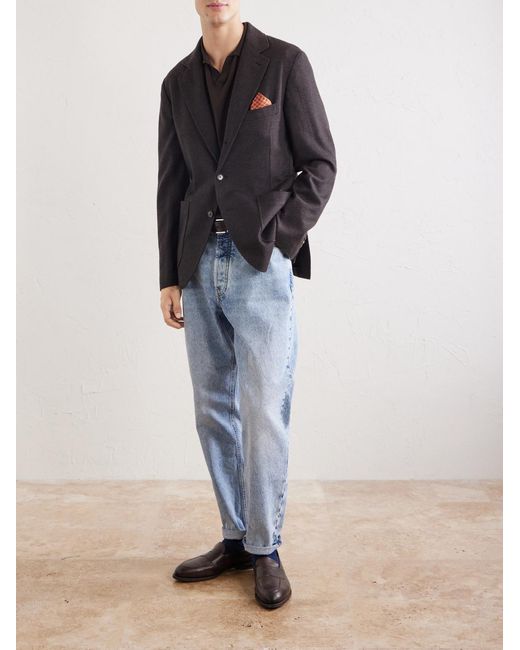 Brioni Black Houndstooth Cashmere Blazer for men
