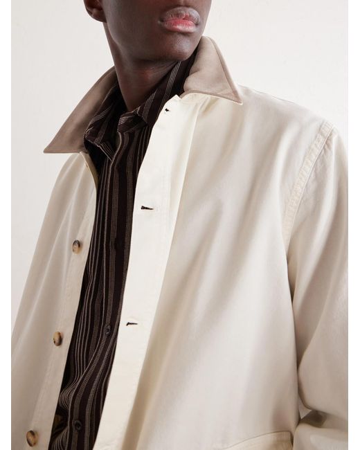 FRAME White Suede-Trimmed Cotton-Blend Jacket for men