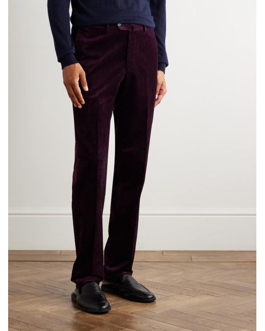 De Petrillo Purple Slim-fit Stretch-cotton Corduroy Suit Trousers for men