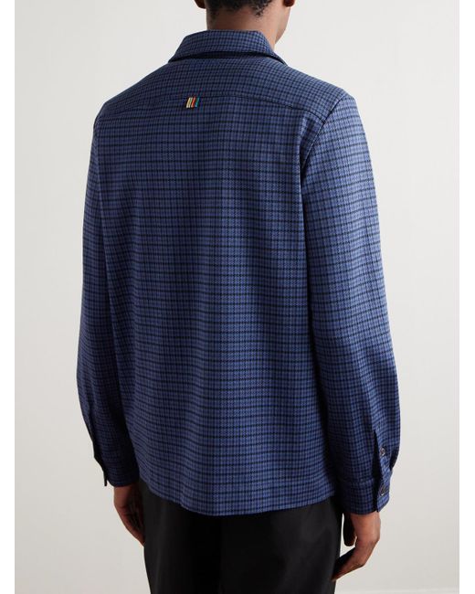 Paul Smith Blue Houndstooth Cotton-blend Shirt for men