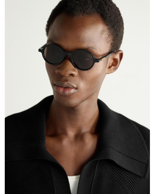 Bottega Veneta Black Round-Frame Acetate Sunglasses for men