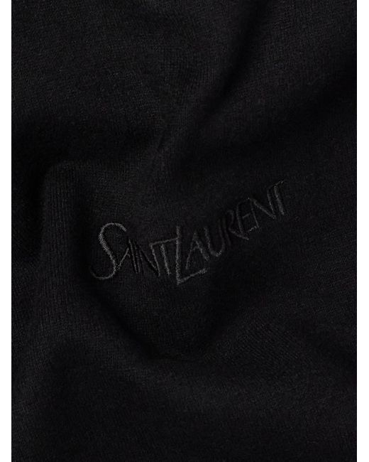 Saint Laurent Blue Logo-embroidered Cotton-jersey Hoodie for men