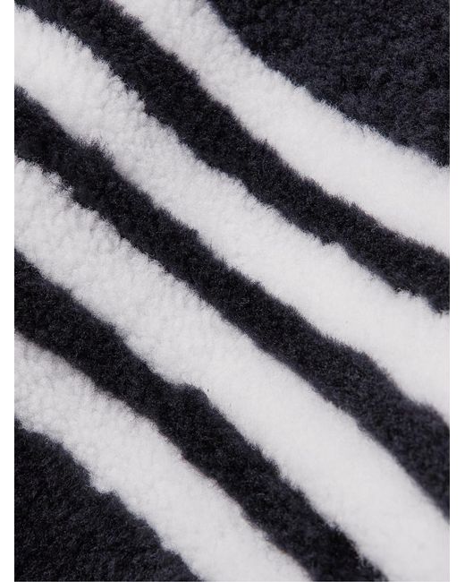 Thom Browne Blue Oversized Striped Shearling Jacket for men