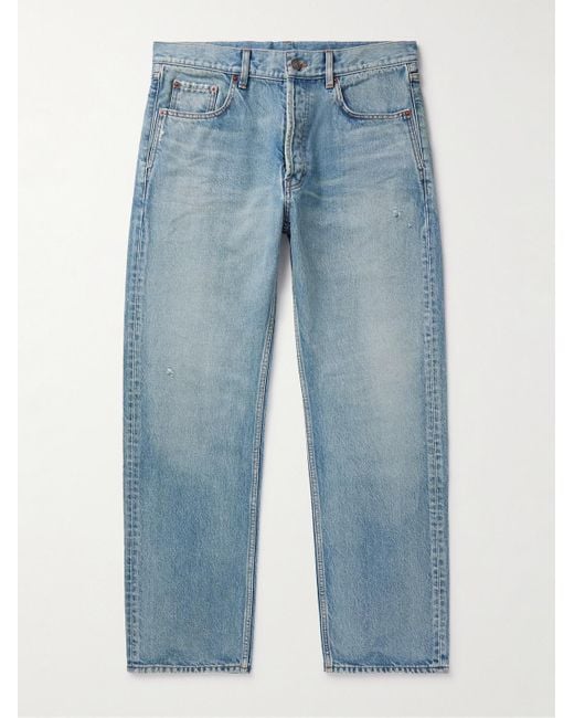 Saint Laurent Blue Straight-Leg Distressed Jeans for men