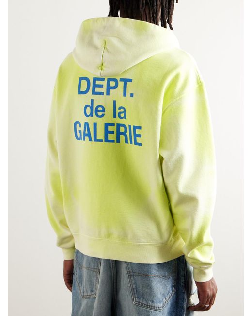 GALLERY DEPT. Yellow Logo-print Bleached Cotton-jersey Zip-up Hoodie for men