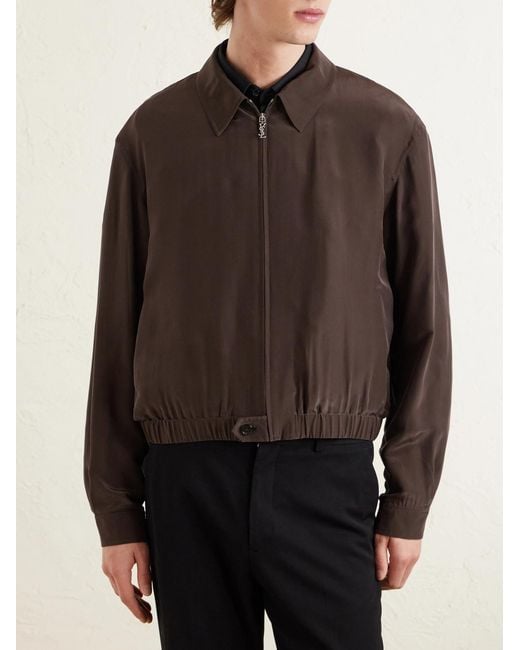 Saint Laurent Brown Satin Blouson Jacket for men