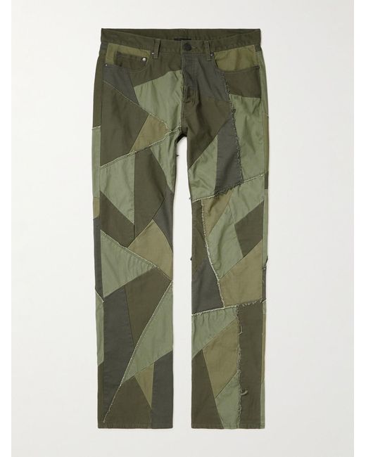John Elliott Green Straight-Leg Patchwork Jeans for men